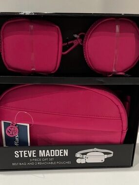 Steve Madden 3 pc Gift Set Belt Bag & 2 Removable Pouches in Hot Pink- NWT
